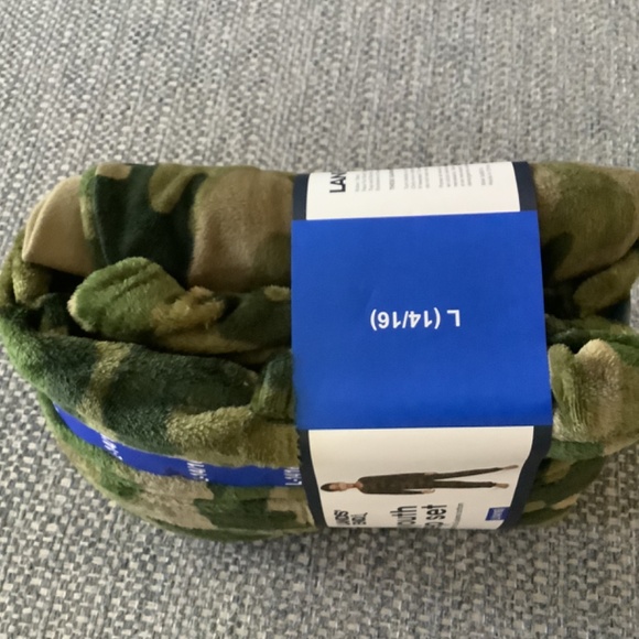 Lands End 3 pc youth set robe, PJ top & PJ bottom Green Camouflage Size L(14/16) - Picture 5 of 16